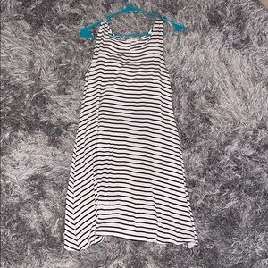 Navy blue and white striped casual dress